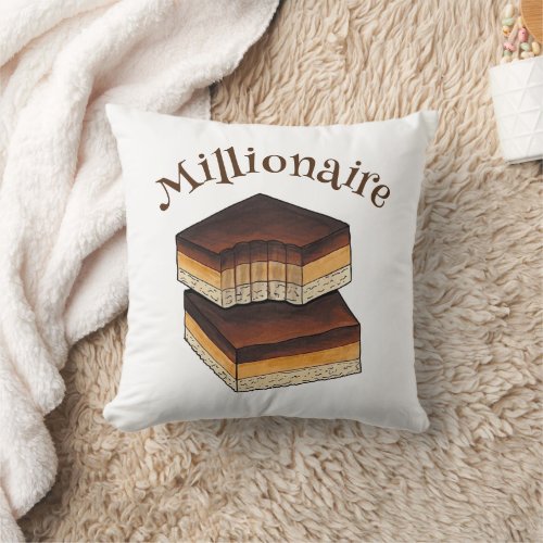 Millionaires Shortbread Caramel Squares Slice Throw Pillow