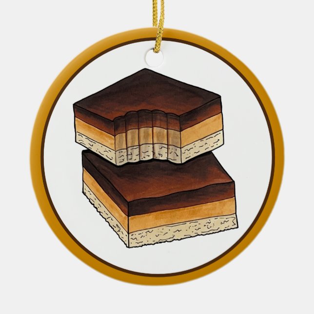 Millionaire's Shortbread Caramel Squares UK Food Ceramic Ornament (Front)