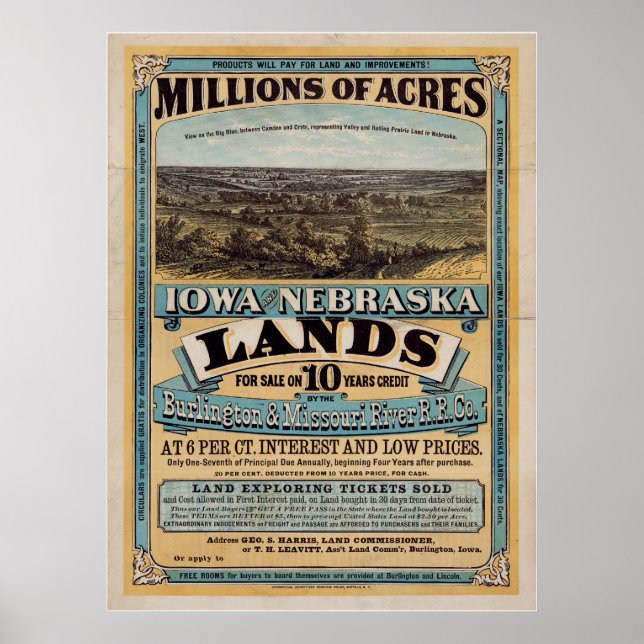 Millions of acres. Iowa and Nebraska Poster (Front)