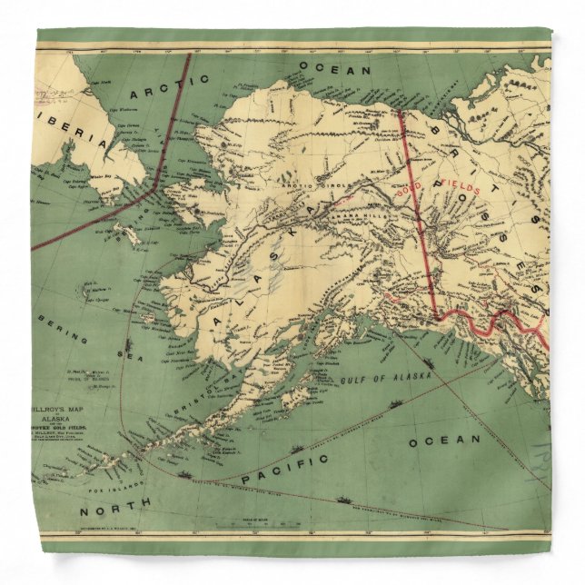 Millroy's map of Alaska and the Klondyke gold Bandana (Front)