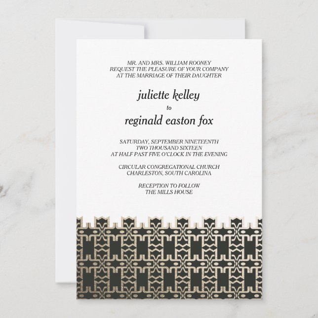 Mills House Charleston Black and Gold Invitation (Front)
