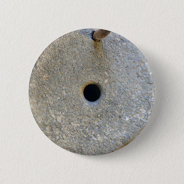 millstone mill stone flour wheat cereal bread grin button (Front)