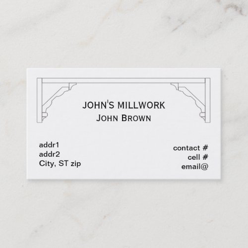 Millwork multi piece cornice moulding business card
