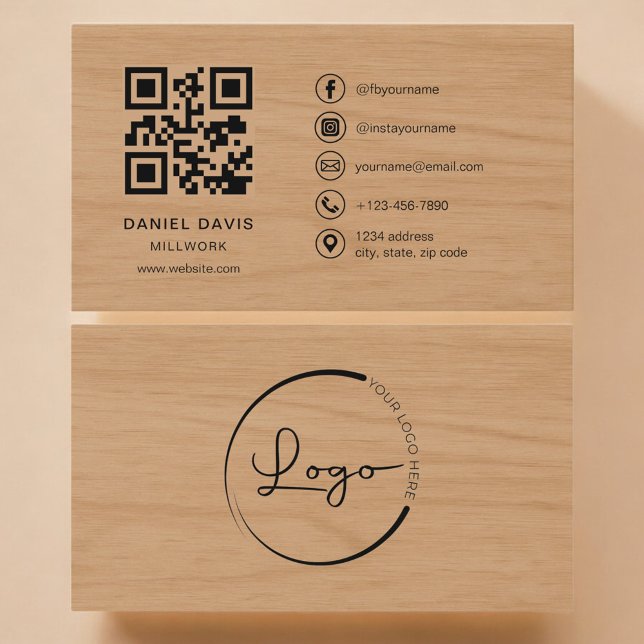 Millwork Wood Professional QR Code Business Card (Creator Uploaded)