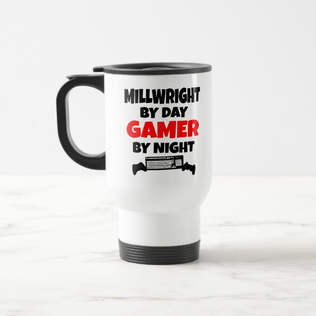 Millwright Loves Playing Video Games Travel Mug (Left)