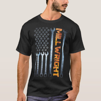 Millwright Tools Patriotic American Flag Millwrigh T-Shirt