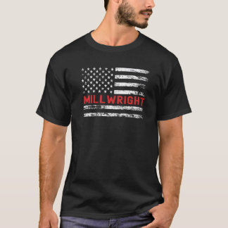 Millwright USA Flag Profession Retro Job Title T-Shirt