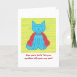 Milo Blue Cat Superhero Get Well Card