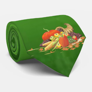 Milo Cornucopia Thanksgiving green Neck Tie