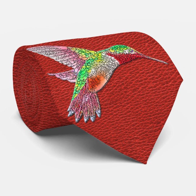 Milo Dale Bird  Collection - Milo Hummingbird Red Neck Tie (Rolled)
