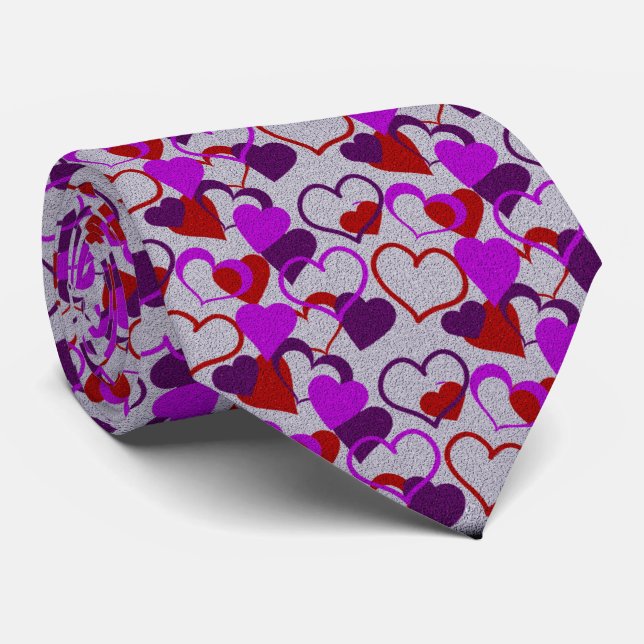 Milo Dale Hearts and Gray Men's Necktie (Rolled)