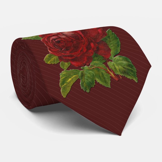Milo Dale Rose Maroon Stripped Men's Necktie (Rolled)