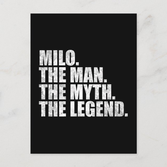 Milo name, Milo The Man The Myth The Legend Postcard (Front)