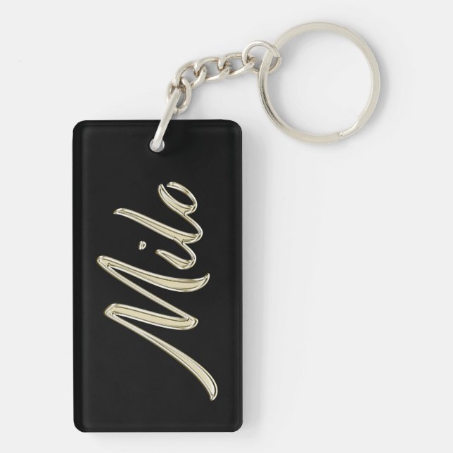 Milo Name whitegold key trailer Keychain (Back)