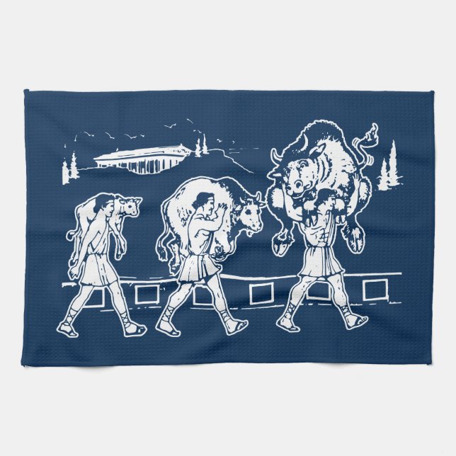 Milo of Croton And The Bull - Gym Motivational Kitchen Towel (Horizontal)