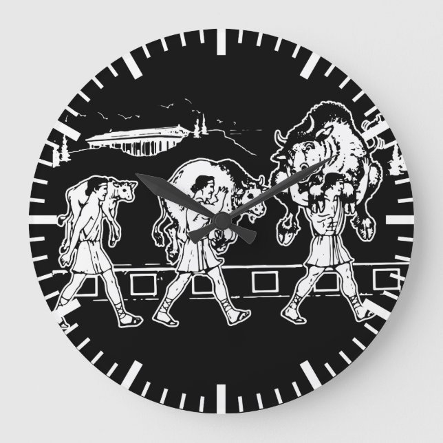 Milo of Croton And The Bull - Gym Motivational Large Clock (Front)