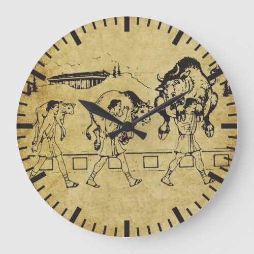 Milo of Croton And The Bull _ Gym Motivational Large Clock