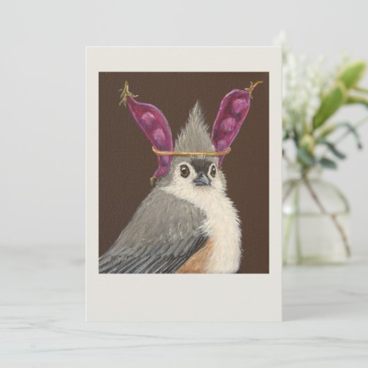Milo the tufted titmouse flat card (Standing Front)
