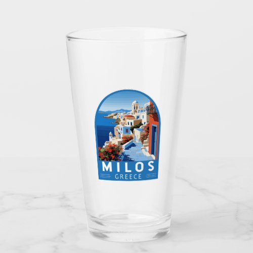 Milos Greece Travel Art Vintage Glass