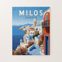 Milos Greece Travel Art Vintage
