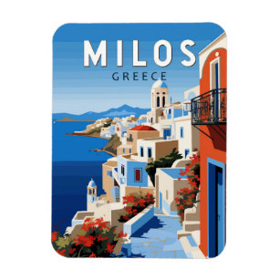 Milos Greece Travel Art Vintage Magnet