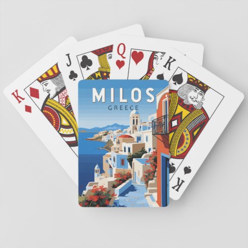Milos Greece Travel Art Vintage Playing Cards