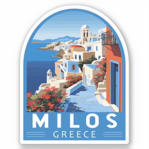 Milos Greece Travel Art Vintage Sticker