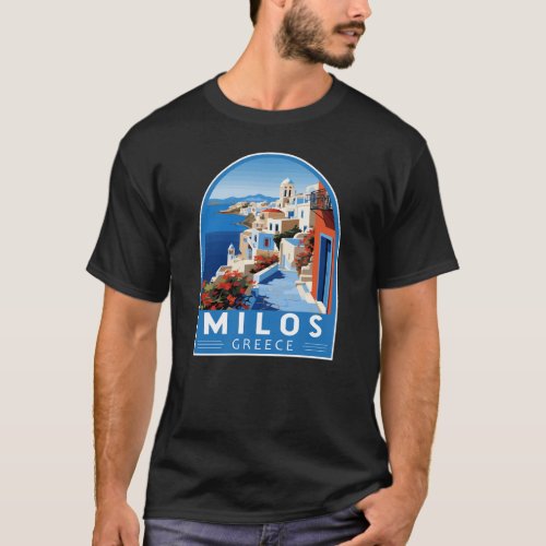 Milos Greece Travel Art Vintage T_Shirt