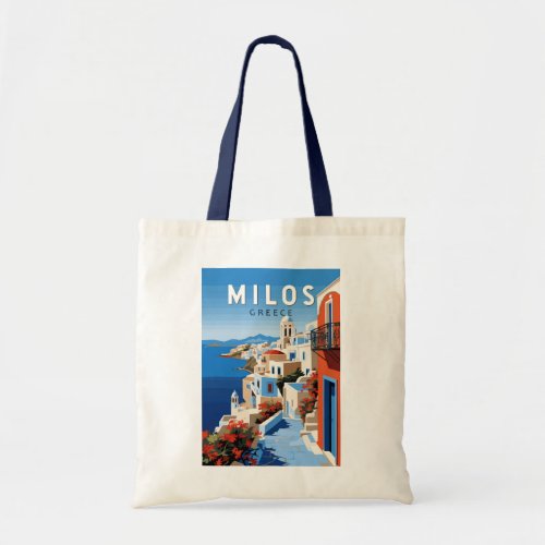 Milos Greece Travel Art Vintage Tote Bag