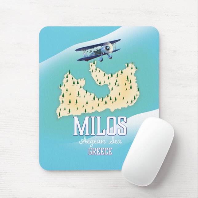 Milos,Greek island Map travel poster art. Mouse Pad (With Mouse)
