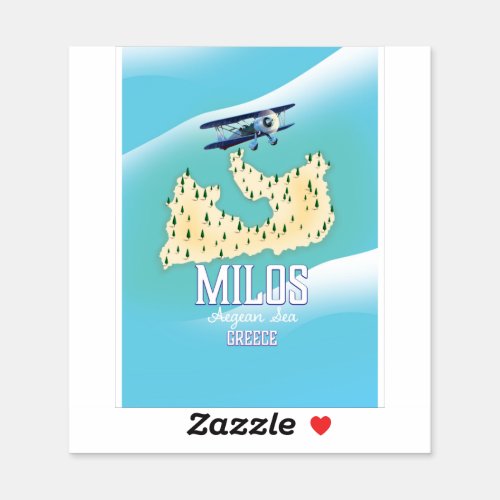MilosGreek island Map travel poster art Sticker