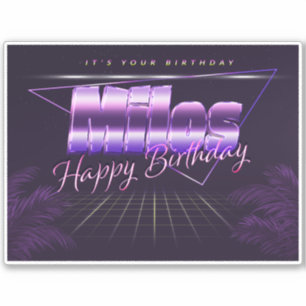 Milos name first name lila retro sticker birthday