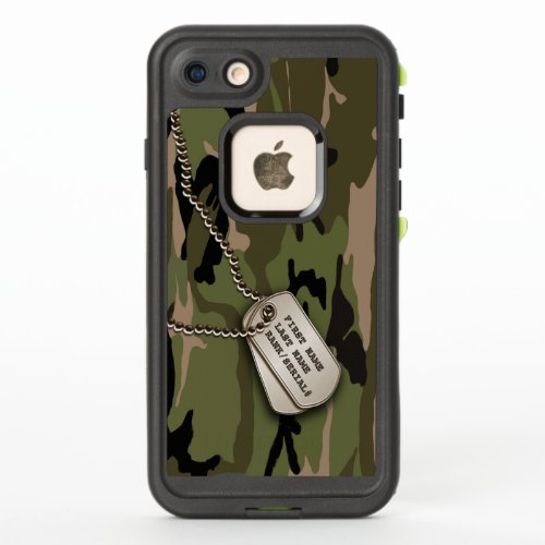 Miltary Green Camo with Dog Tag