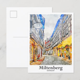Miltenberg Germany Travel Watercolor Hand Drawn Postcard