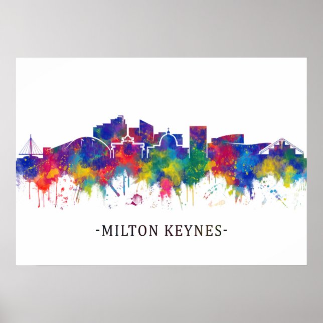 Milton Keynes England Skyline Poster (Front)