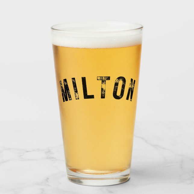 Milton MA Rustic Print Drinking Tumbler Glass (Front Filled)
