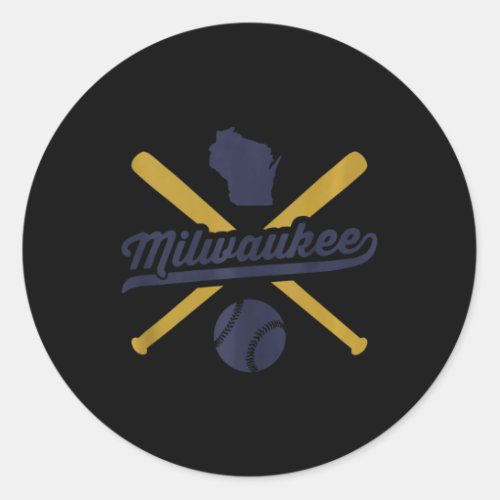 Milwaukee Baseball Vintage Wisconsin Pride Love Ci Classic Round Sticker