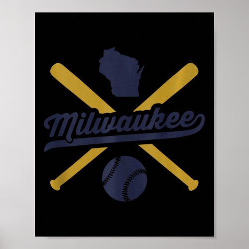 Milwaukee Baseball Vintage Wisconsin Pride Love Ci Poster