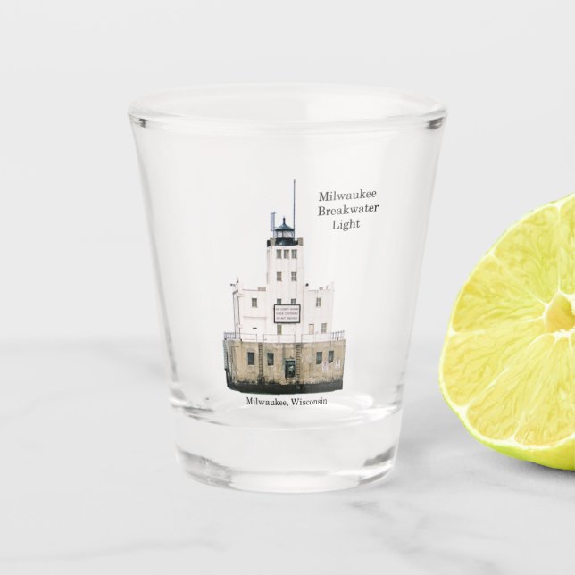 Milwaukee Breakwater Light shot glass (Front)