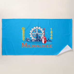 Milwaukee city flag beach towel