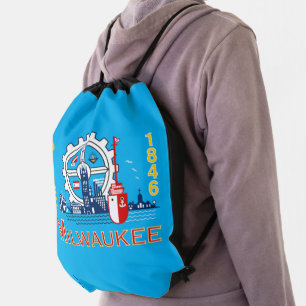 Milwaukee city flag drawstring bag