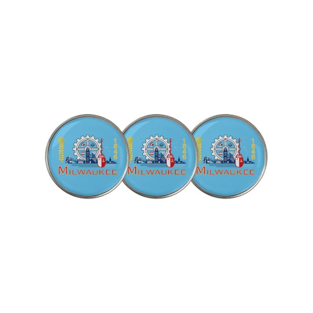Milwaukee city flag golf ball marker (3 Up)