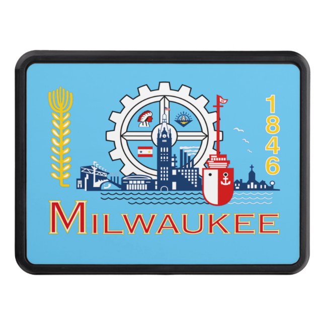 Milwaukee city flag hitch cover (Front)