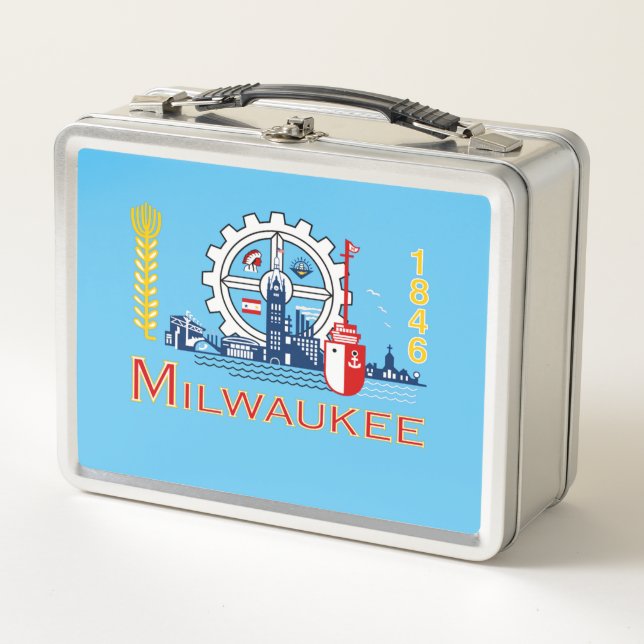Milwaukee city flag metal lunch box (Front)