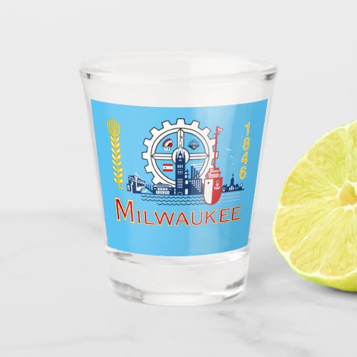 Milwaukee city flag shot glass