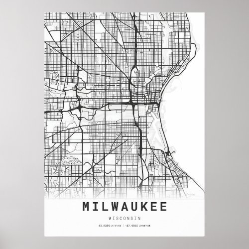 Milwaukee City Map Poster
