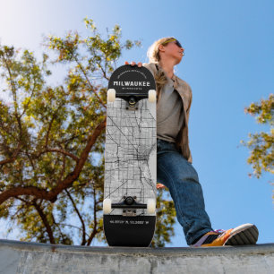 Milwaukee City Map Skateboard