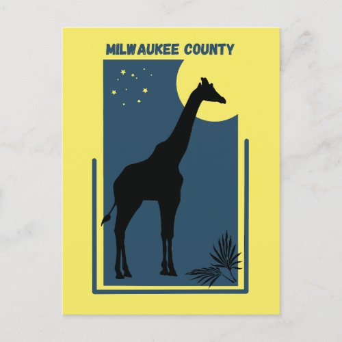 Milwaukee County Zoo Wisconsin Vintage Giraffe Postcard