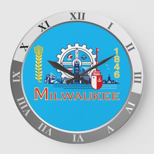 Milwaukee flag Large Clock