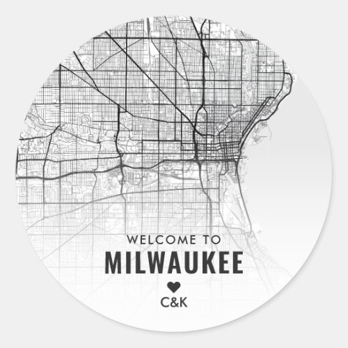Milwaukee Minnesota City Map  Wedding Welcome Classic Round Sticker
